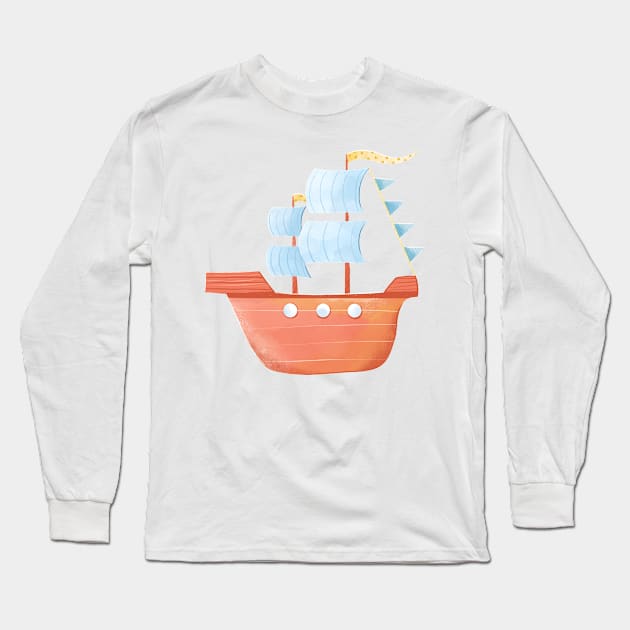 Sailboat Long Sleeve T-Shirt by OllyKo